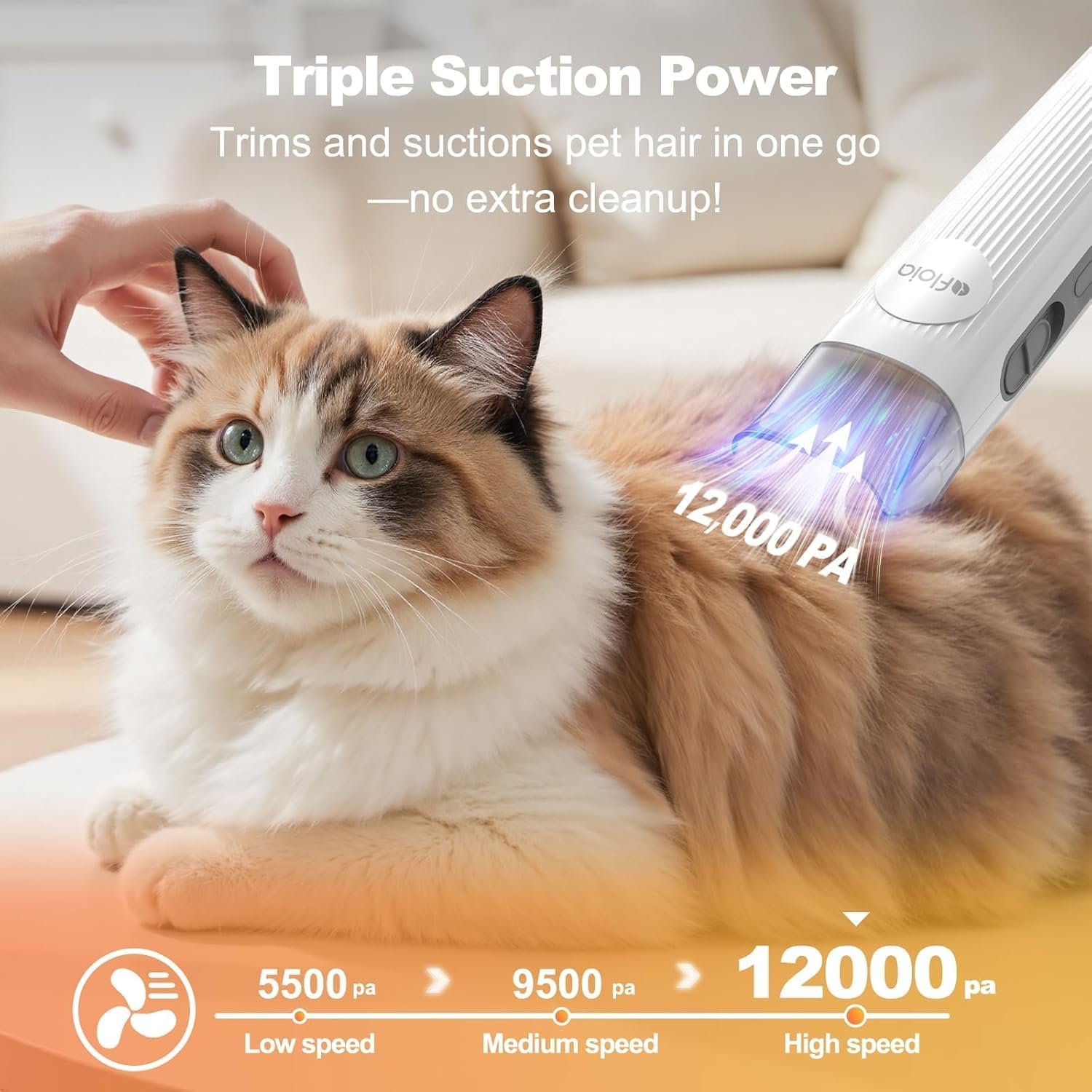 Afloia Dog Grooming Kit with Vacuum, Cat Clippers, Suction 99% Pet Hair, Professional Pet Grooming Kit with 7 Proven Tools for Shedding Grooming, Cat Dog Grooming Vacuum Kit, 1.5L - Image 3