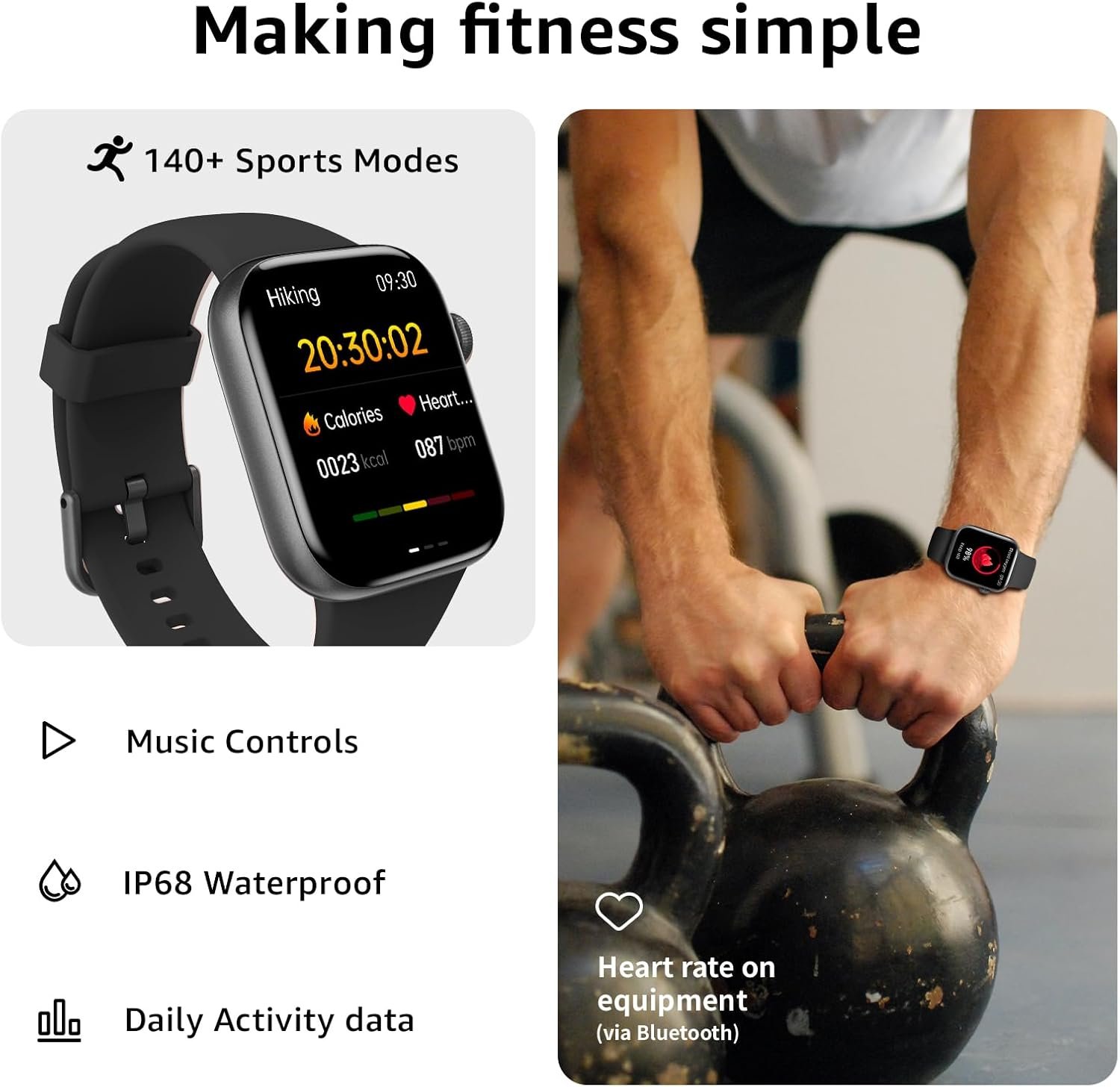 Smart Watch for Men Women Answer/Make Call, 1.85" Smartwatch, Fitness Watch with Heart Rate Blood Pressure Sleep Monitor, 140+Sports, IP68 Waterproof Step Counter Watch Compatible with Android IOS - Image 2