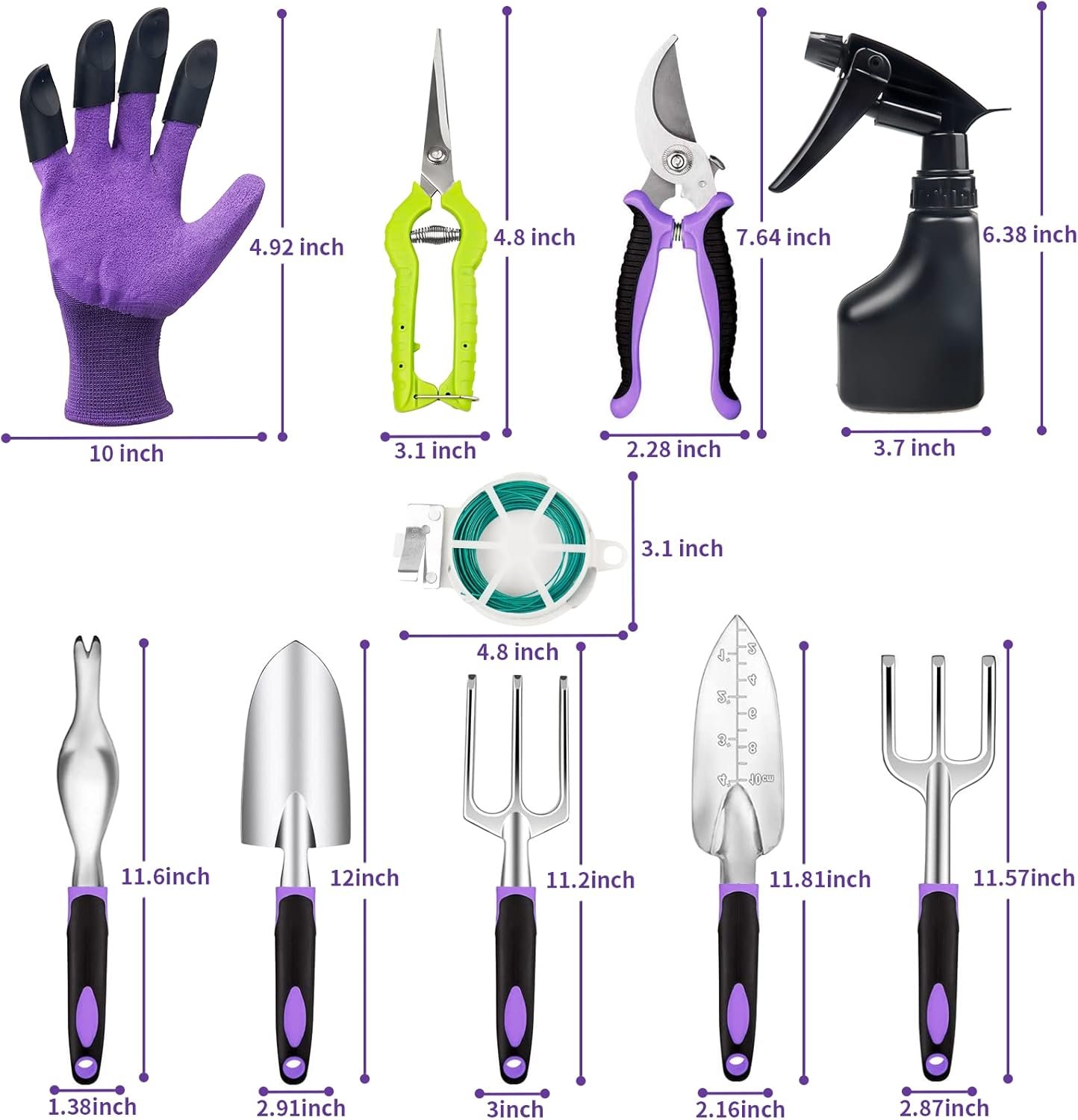 COVACURE 11 PCS Garden Tools, Gardening Gifts for Women & Men Heavy Duty Garden Tool Sets Garden Tools Bag for Women & Men Easy Storage - Image 6