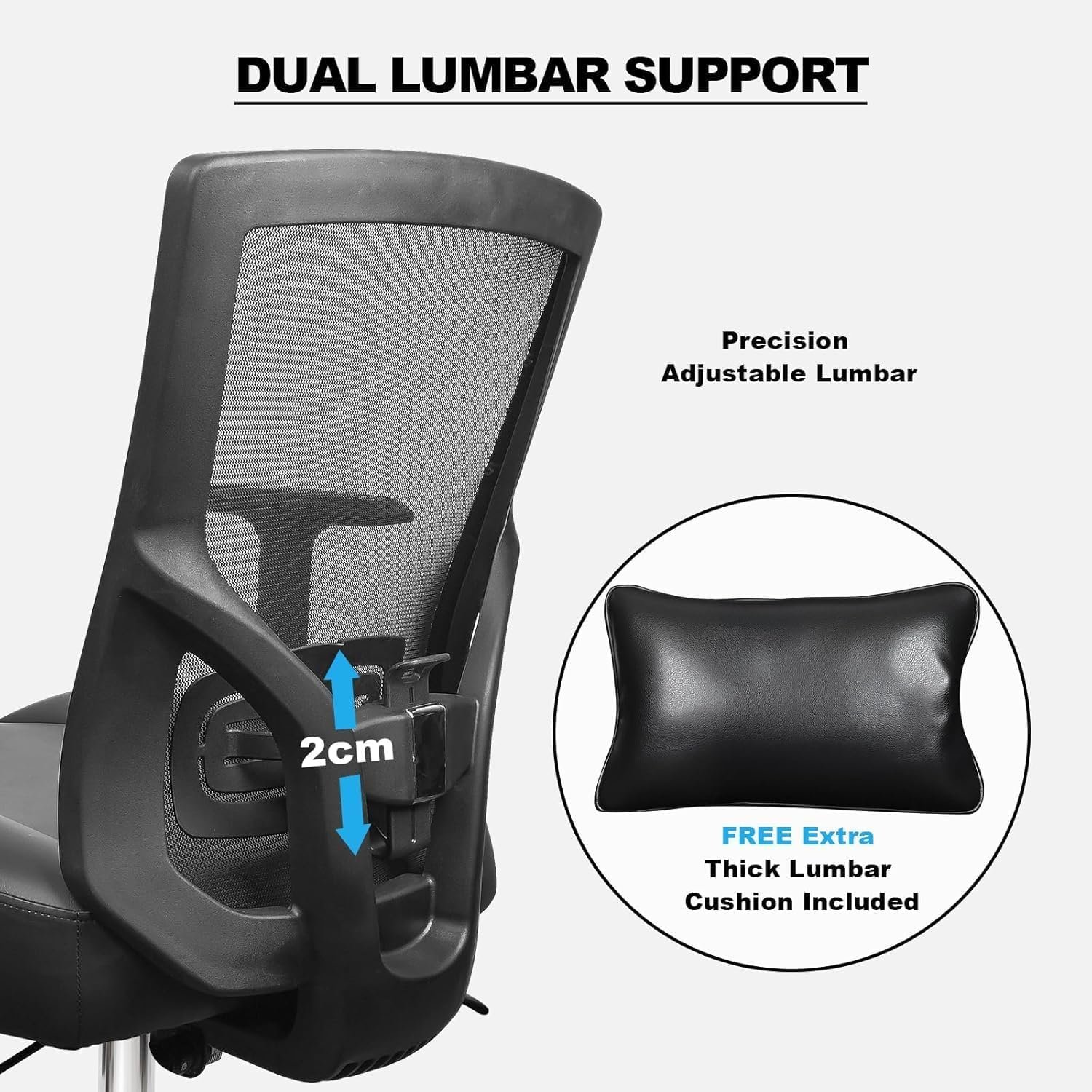 440LBS/200KG Heavy Duty Office Chair, Extra Wide and Thick Spring Cushion Ergonomic Chair, Adjustable Lumbar Support & Pillow, PU Leather Big & Tall XXL for Heavy People and Sit Cross-Legged - Image 8