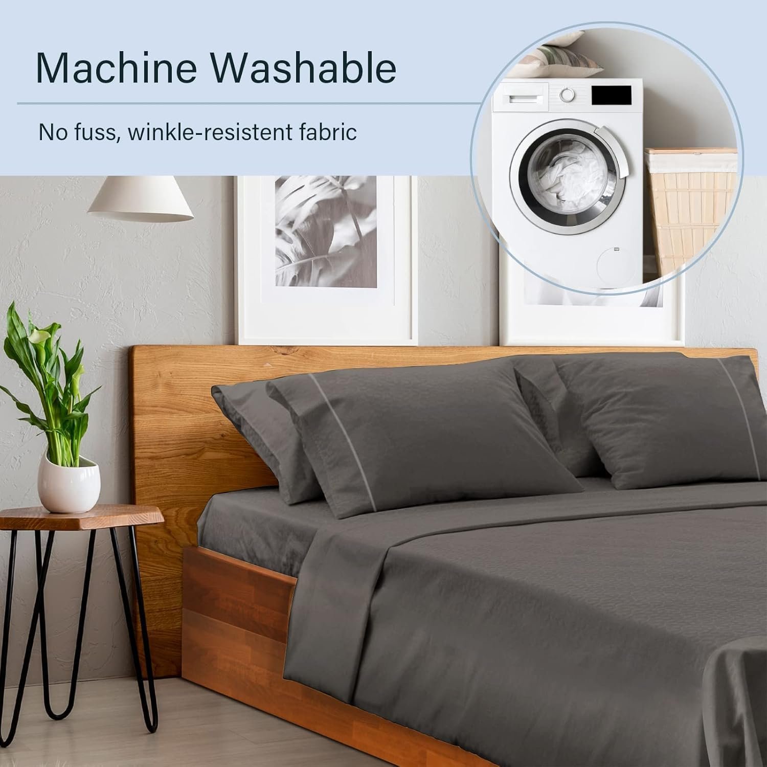 LuxClub SuperKing Fitted Sheet Bedding with 40cm Depth, Extra Deep Soft Cooling Bed Sheets Microfiber Fabric Ease Care Soft & Comfortable Fade Resistant - Grey, Super King - Image 2