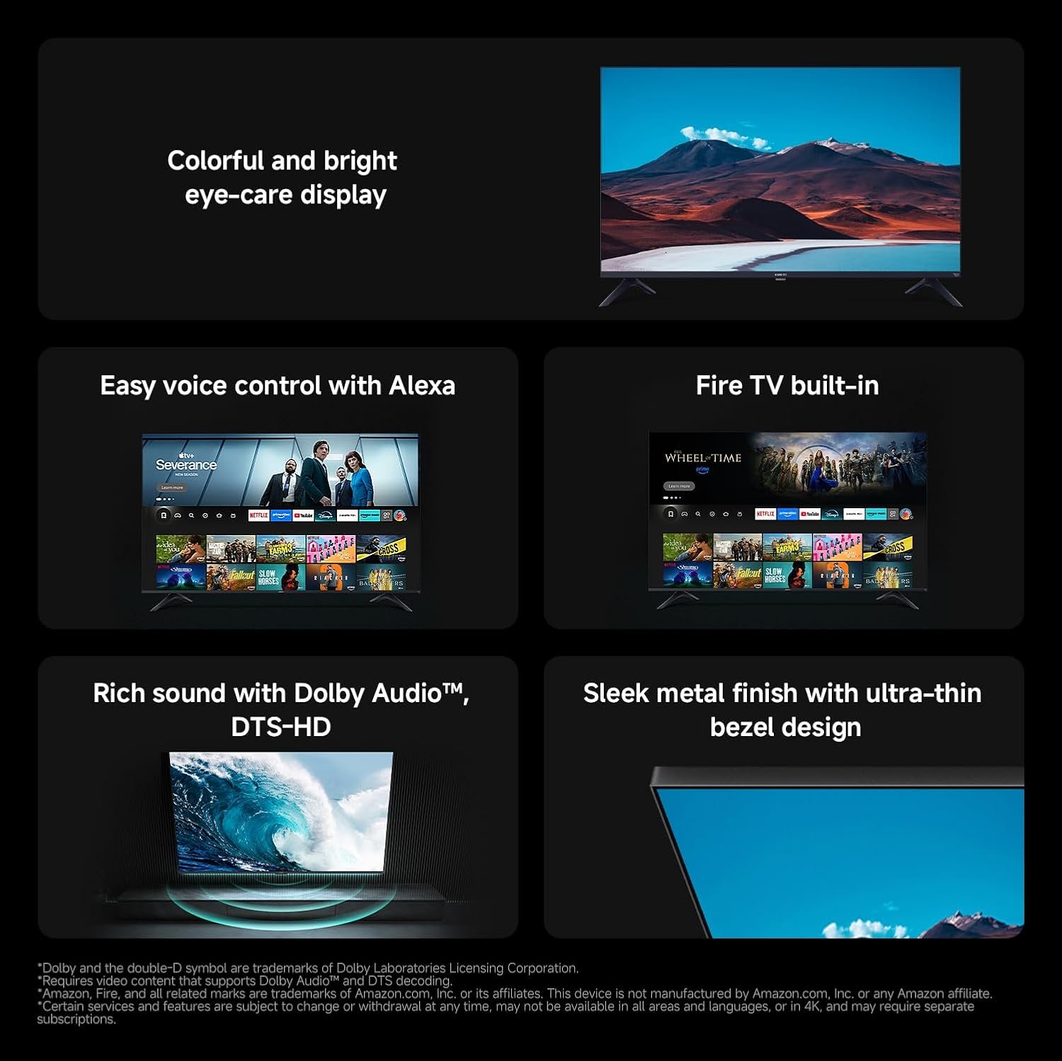 XIAOMI TV F 32, 32 Inch (81 cm), HD, Smart TV, Fire TV, Dolby Audio™, DTS Virtual:X, DTS-HD, Alexa Voice Control, Works with Apple AirPlay - Image 2