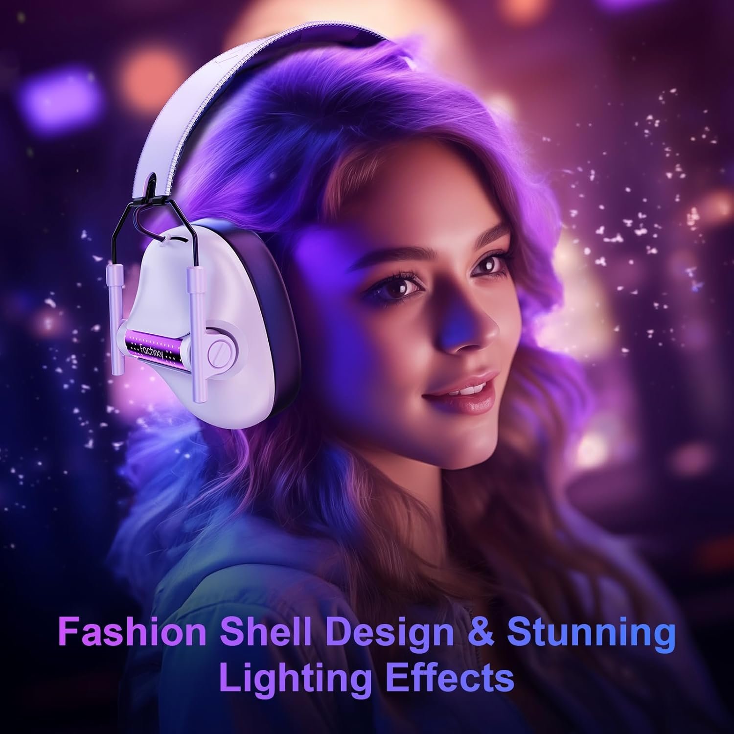 Fachixy FC400 Wireless Gaming Headset, Bluetooth Gaming Headphones with Mic for PS5, PS4, PC, Switch, Laptop, Mac, Fast Charge 50Hr Battery and Cool Lights - White Black - Image 7