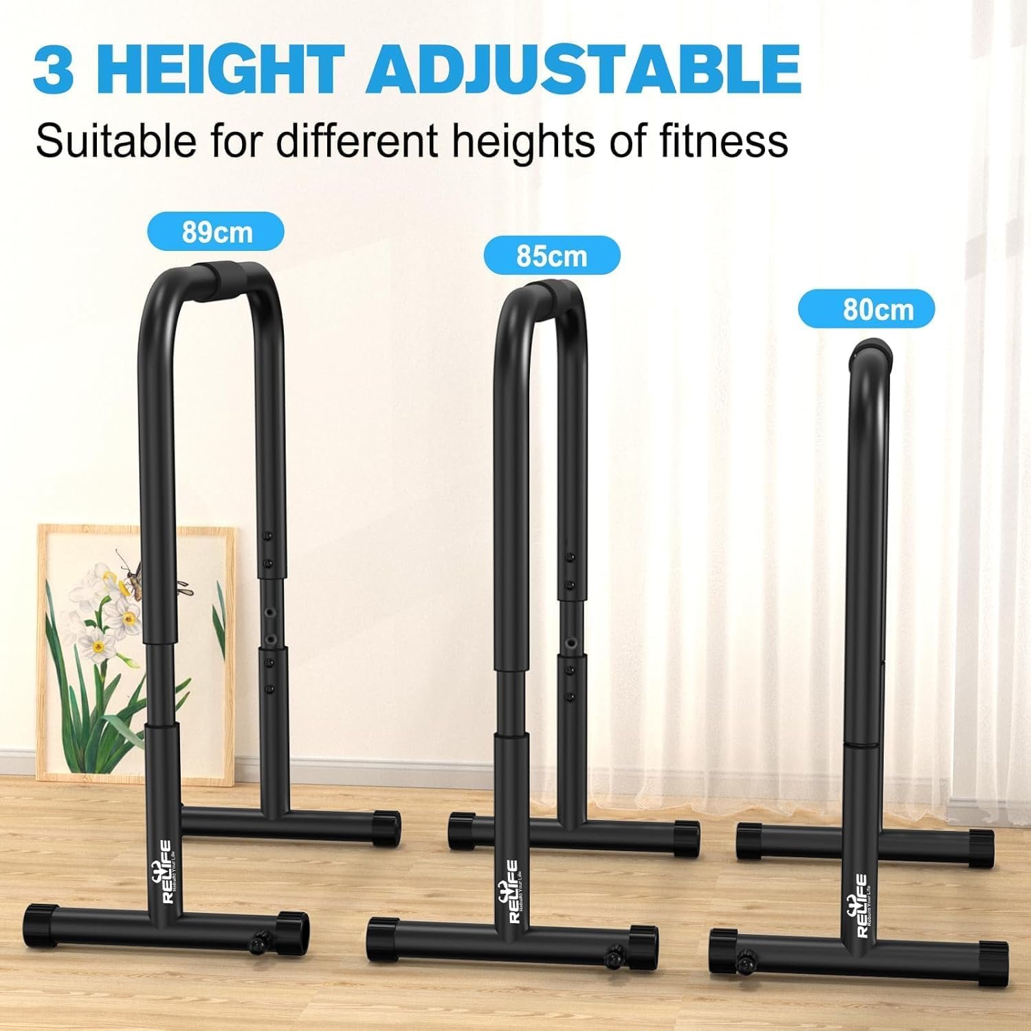 RELIFE REBUILD YOUR LIFE Dip Bars Stands Fitness Home Training Parallel Equalizer Bars Calisthenics Station Adjustable - Image 3