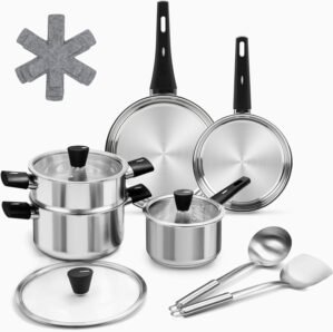 Stainless Steel Saucepan Set, 14-Pi...