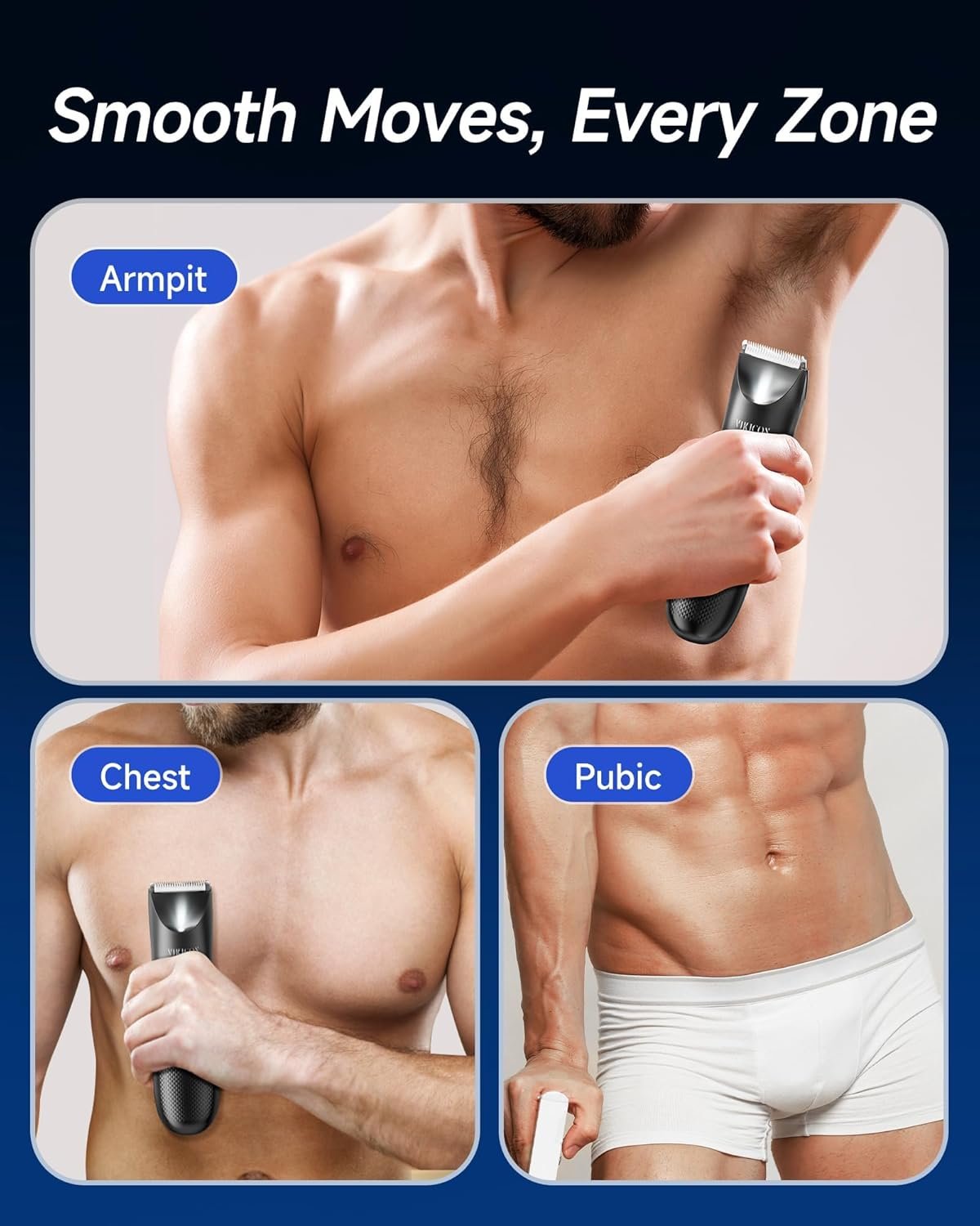 Manscape Body Trimmer Men, Painless Pubic & Balls Trimmer Men, Body Shavers w/Ceramic Blade&LED Light, IPX7 Waterproof Electric Razor, Male Grooming Kit USB-C Rechargeable, Gifts for Husband - Image 7