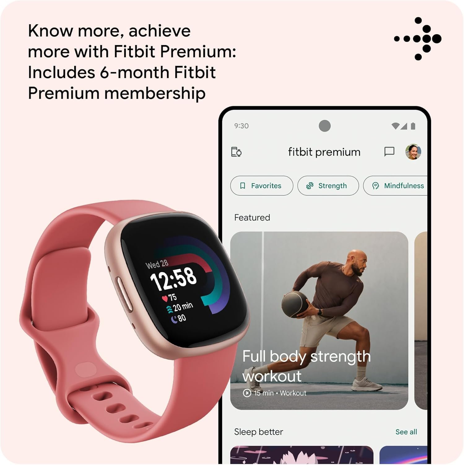 Google Fitbit Versa 4 Fitness Smartwatch with built-in GPS and up to 6 days battery life - compatible with iOS 15 or higher & Android OS 9.0 or higher - Image 8