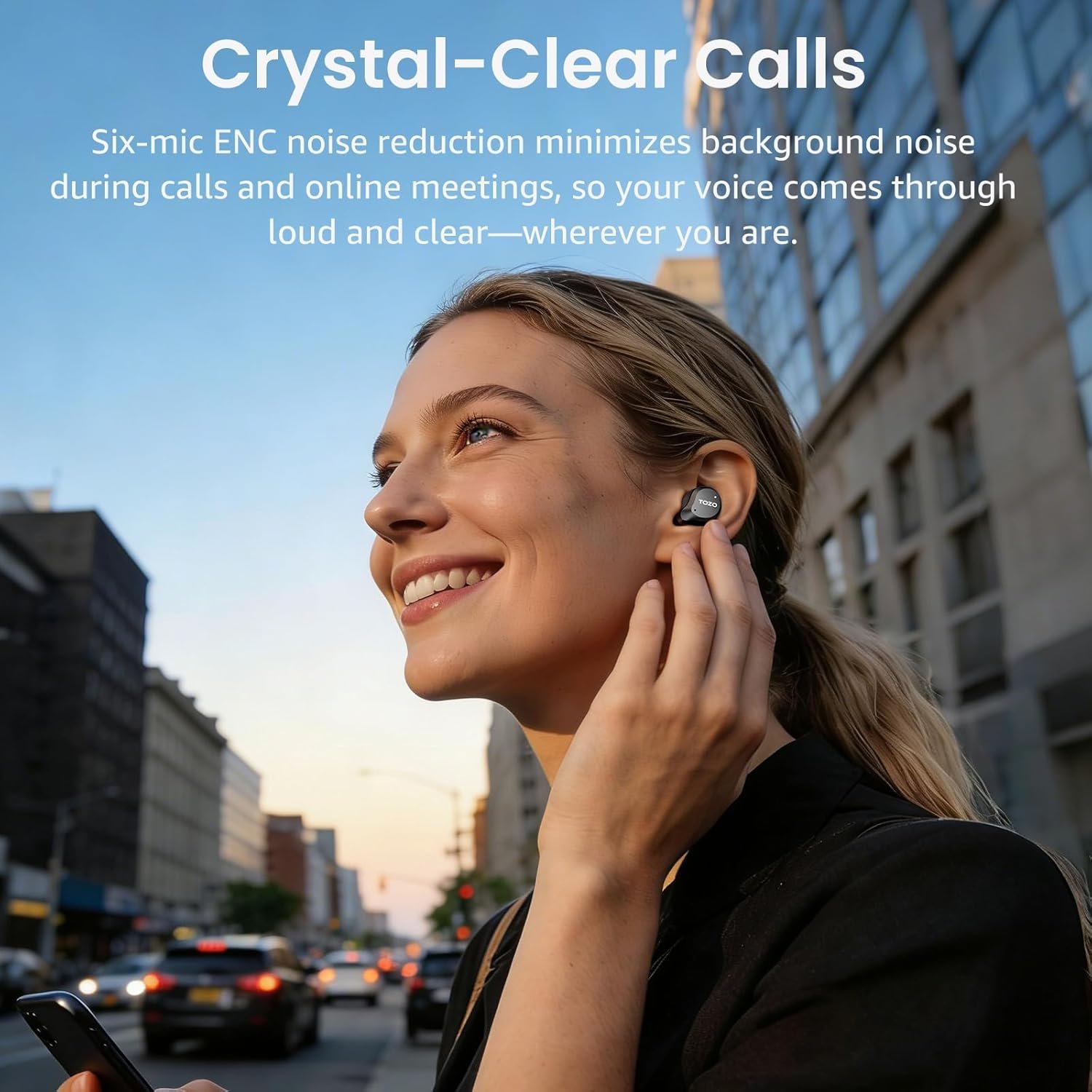 TOZO NC9 Hybrid Active Noise Cancelling Earbuds for Travel Work Calls, 45dB ANC Wireless Earbuds, 6-Mic ENC for Clear Calls, Deep Bass 60H Playtime IPX8 Bluetooth 5.3 Ear Buds with App for Custom EQ - Image 8