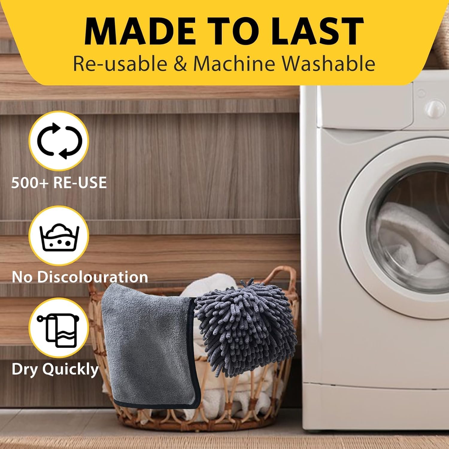 5 Pcs Car Washing Kit with 3x Microfibre Cleaning Cloth and 2er Microfibre Wash Mitt, Dual-Sided Ultra Soft Drying Towels and Gloves for Car Care, Polishing, 600GSM, 40x30cm - Image 6
