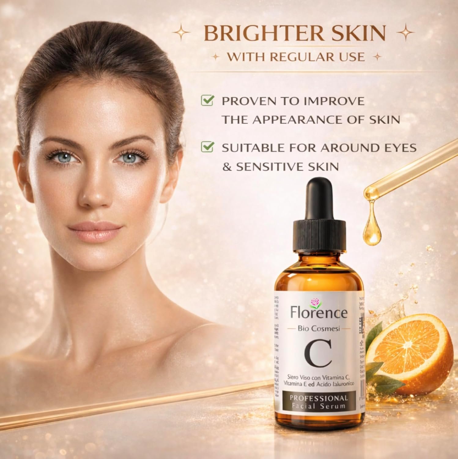 Big 2.11oz. Organic Vitamin C Serum for Face. Anti-Dark Spots, Wrinkles Skin Repair Serum with Hyaluronic Acid, Vitamin C & Niacinamide. All-in-One Brightening, Anti Aging Facial & Eye Area Skincare - Image 3