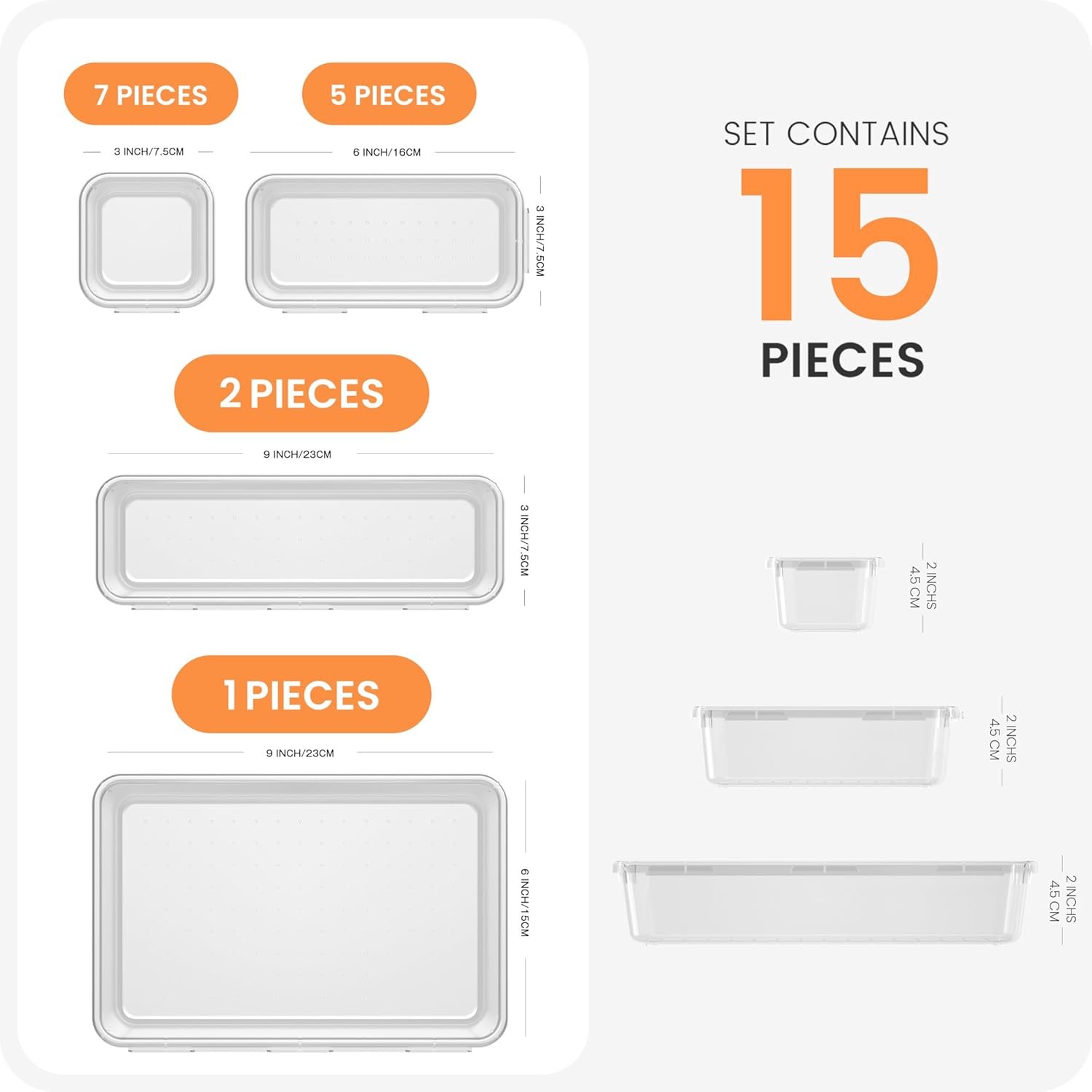 A-LuGei 【Military Grade】 Drawer Organisers, 【4𝗦𝗶𝘇𝗲】 Clear Makeup organiser, 【Holds 88 Items】 Bathroom Organisers and Storage, Plastic Organiser Divider, Cosmetic Tool Trays for Office Vanity - Image 4