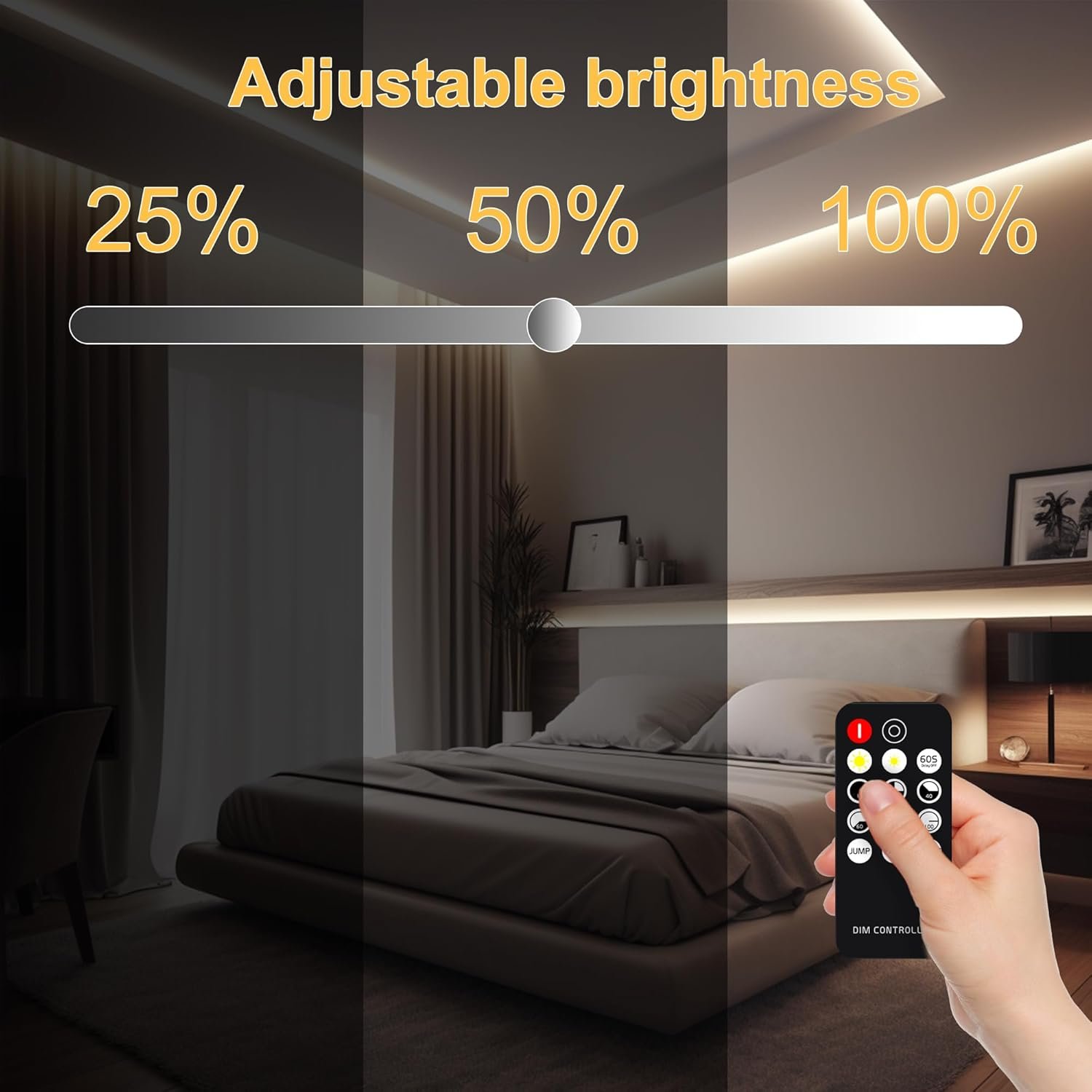COB LED Strip Lights 5m, 4000K Natural White Dimmable LED Strip, 1600 LEDs Super Bright DC24V LED Light Strip CRI90+ with RF Remote and UKCA Power Supply for DIY Home Decoration - Image 3