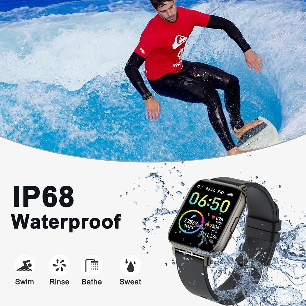 Smart Watch, Fitness Tracker 1.69" Touch Screen Fitness Watch with Heart Rate Sleep Monitor, Step Counter for Men Women Activity Trackers IP68 Waterproof Smartwatch Sports for iOS Android - Image 6