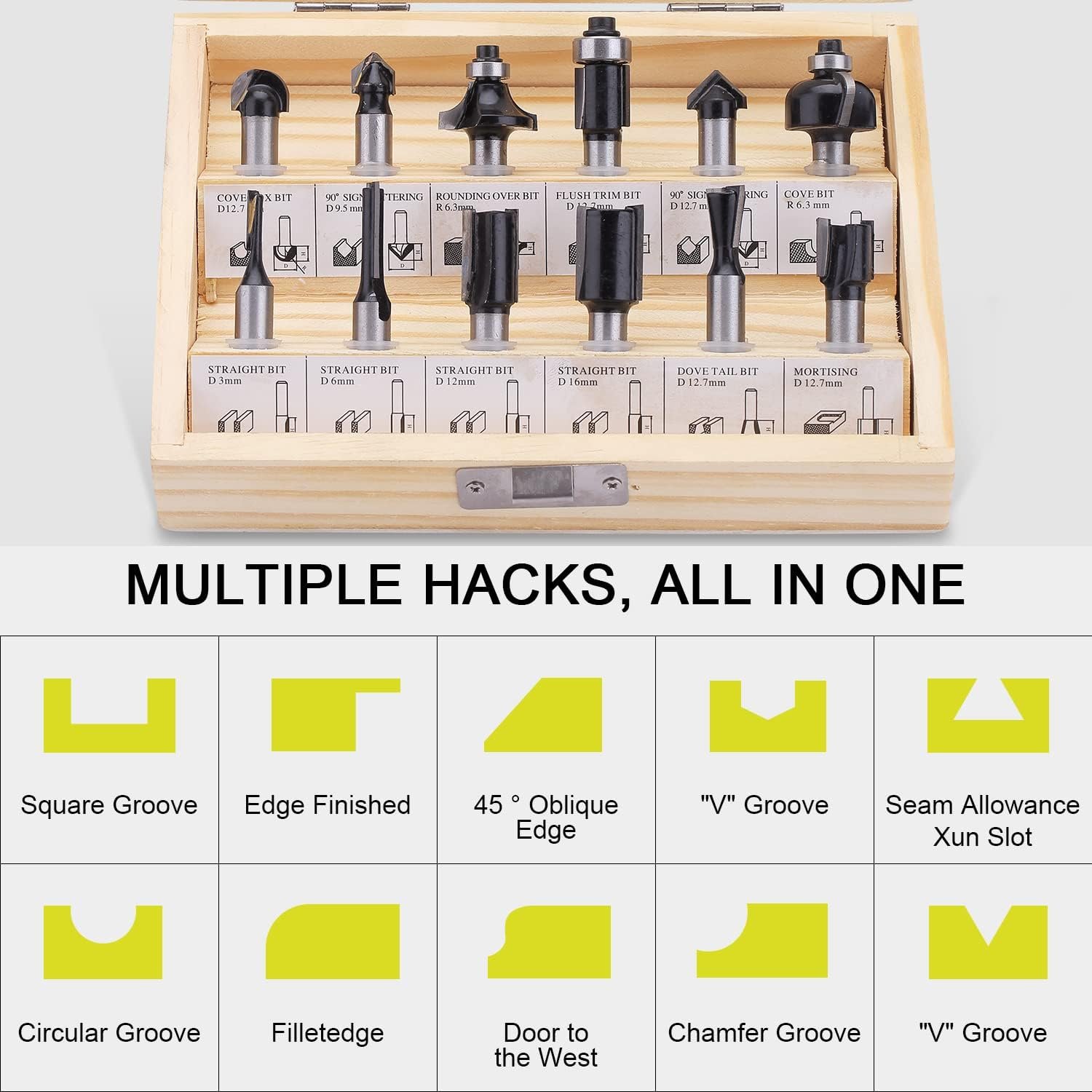 Wood Trimmer, DEWINNER Router Tool Electric Woodworking Power Router Trimmer,Variable Speed Hand Joiner Tool Plunge Router, Trimmer Laminator with 12PC 6mm 8mm Bits Collets - Image 9