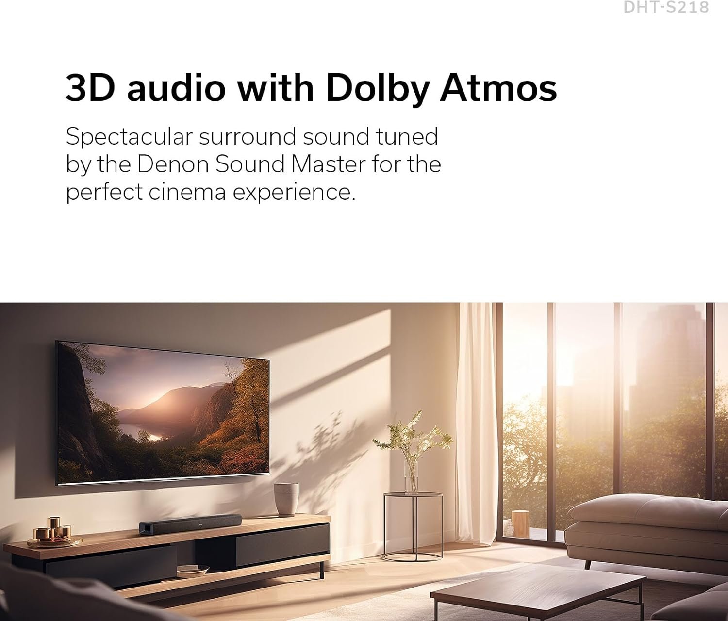 Denon Dolby Atmos Soundbar for TV with Built-in Down-firing Subwoofers DHT-S218 Dialog Enhancer, 4K HDMI eARC, and Bluetooth - Image 3