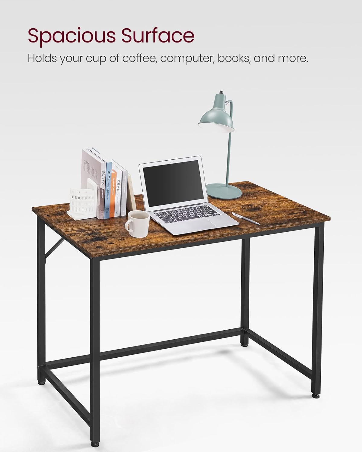 VASAGLE Computer Desk, Writing Desk, Small Office Table, 50 x 100 x 75 cm, Study, Home Office, Simple Assembly, Steel, Industrial Design, Rustic Brown and Black LWD41X - Image 7