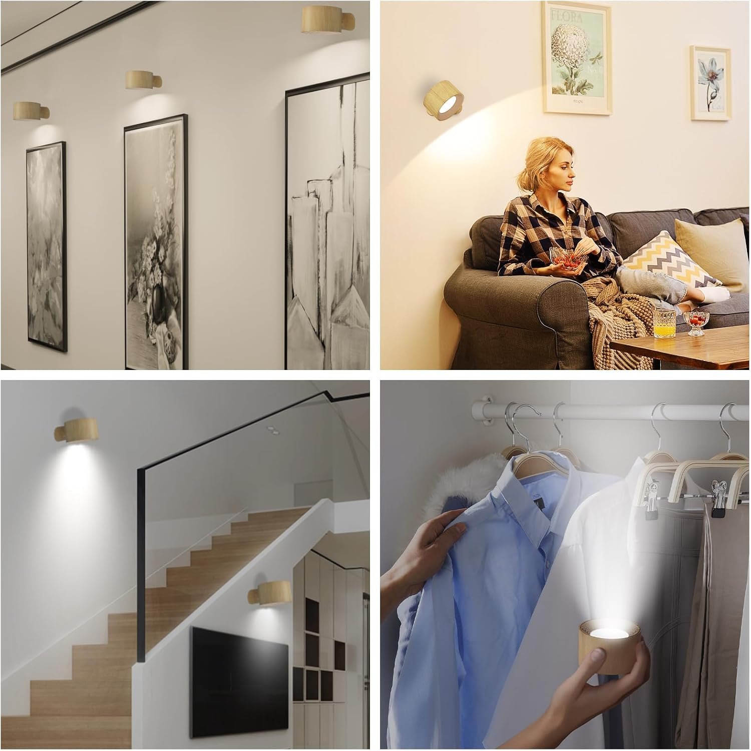 Battery Operated Wall Light, LED Wall Lamp with 360°Adjustable Lighting Indoor Wall Light with 3 Color Modes 3 Brightness Levels Touch Control, Wall Mounted Lamp for Bedroom Reading Bedside-1Pack - Image 6