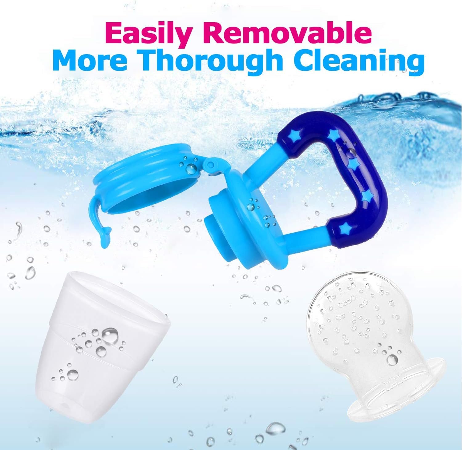 Baby Fruit Feeder JUYOO Weaning Dummies Set Include 3 Pcs Food Feeder Pacifiers with Pacifier Clips Teething Dummy for Babies Infant Toddlers - Image 6