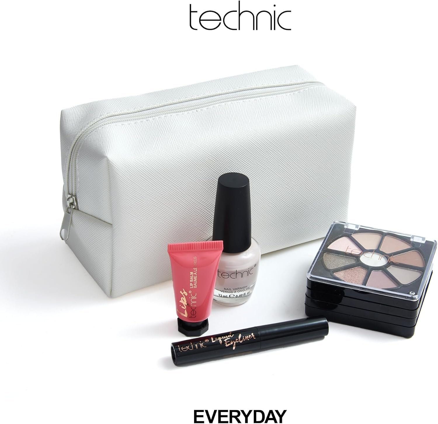 Technic Cosmetic Bag Set - Full Make Up Kit - 14 Mini Essentials for Eyes, Lips, Face & Nails In a Portable Storage Bag - Perfect For Overnight Trips and Holidays - Vegan and Cruelty Free - Image 4