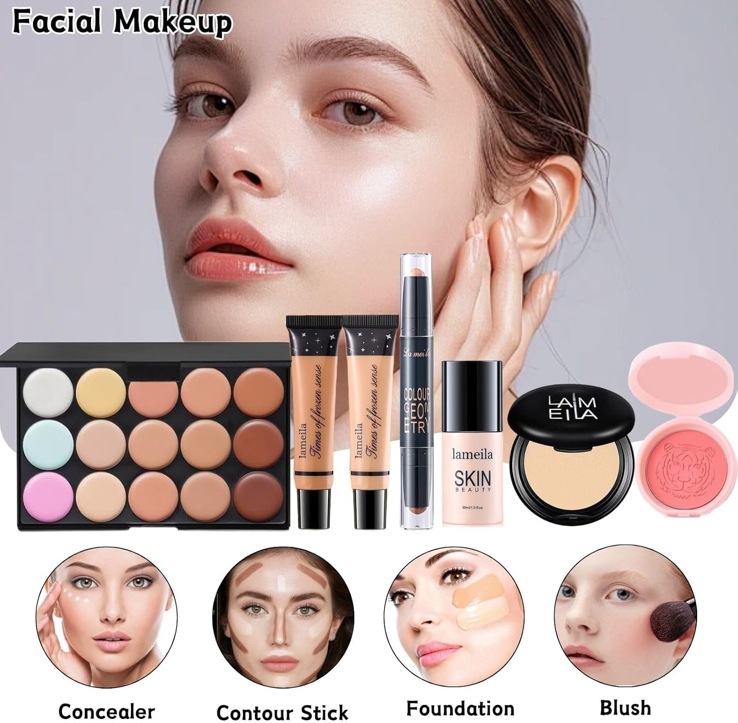 All in One Makeup Kit for Women Full Kit - 44PCS Professional Makeup Set with Foundation, Eyeshadow, Lipstick, Eyeliner - Complete Cosmetic Gift Set for Beginners and Professionals - Image 4
