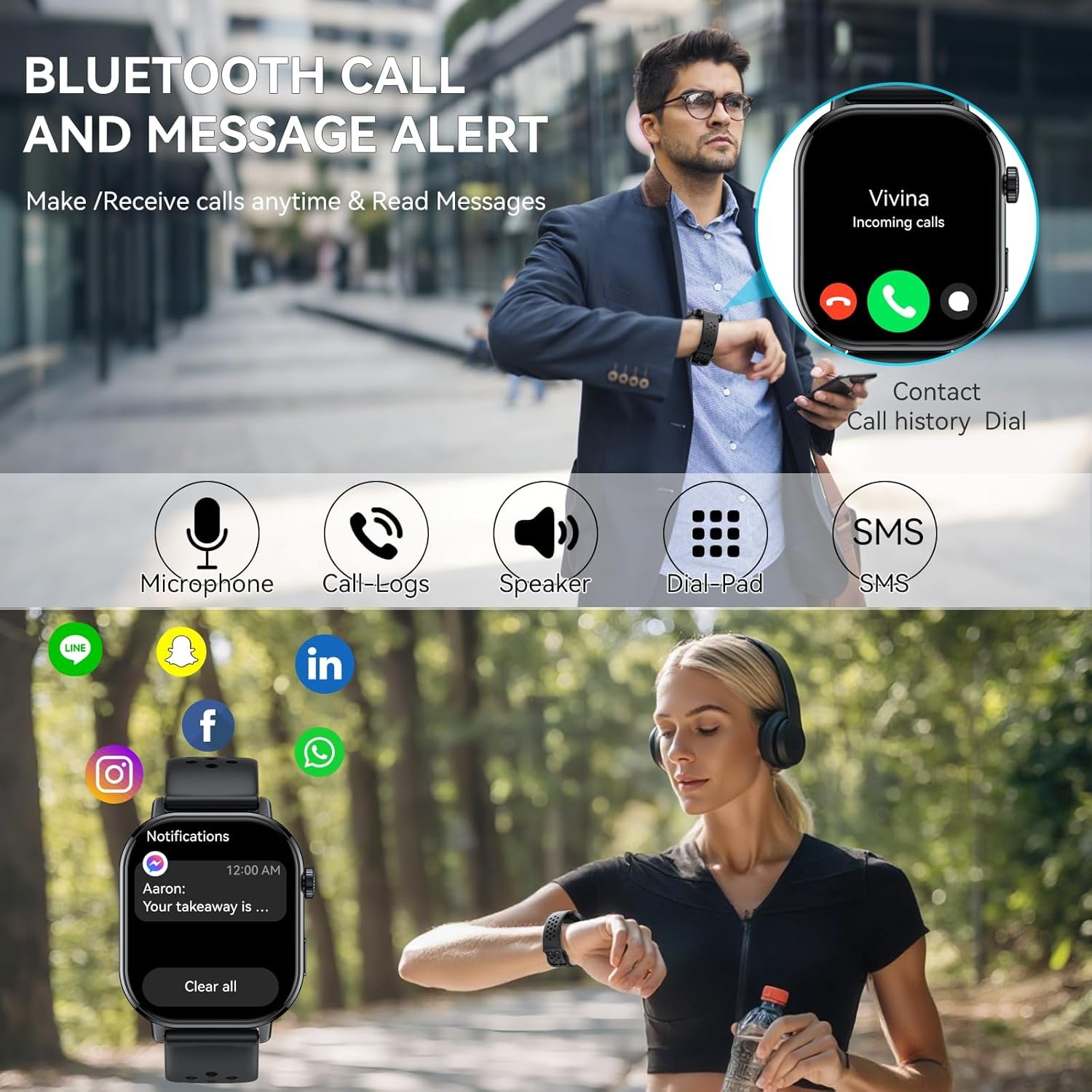 GPS Smart Watch, 2.06'' AMOLED Screen Smartwatch for Men Women (Answer/Make Calls), 178+ Sports Modes Activity Tracke with Heart Rate/Sleep/SpO2 Monitor, 5 ATM Waterproof Fitness Watch for Android iOS - Image 5