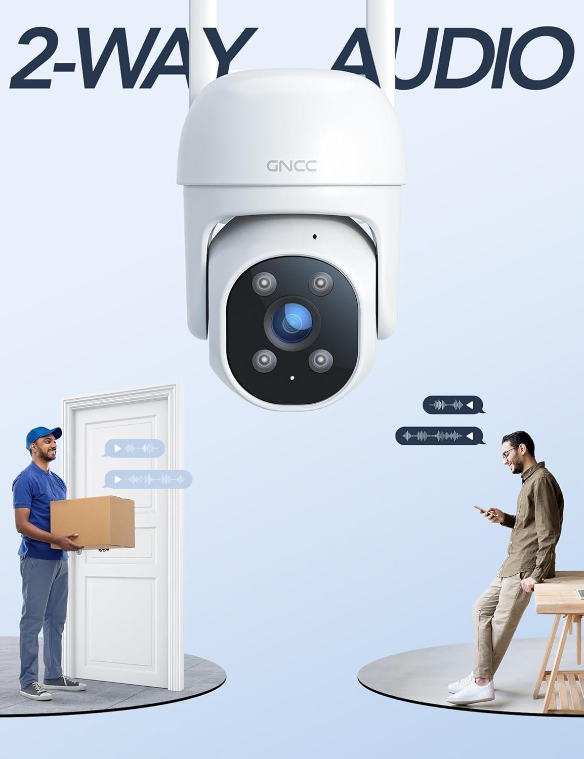 GNCC 1080P Home Security Camera Outdoor Surveillance with AI Motion Detection,360°View Pan-Tilt, 2.4G WiFi, Color Night Vision, IP65 Waterproof, 24/7 Recording, Two-Way Audio, Cloud & SD Card Storage - Image 4