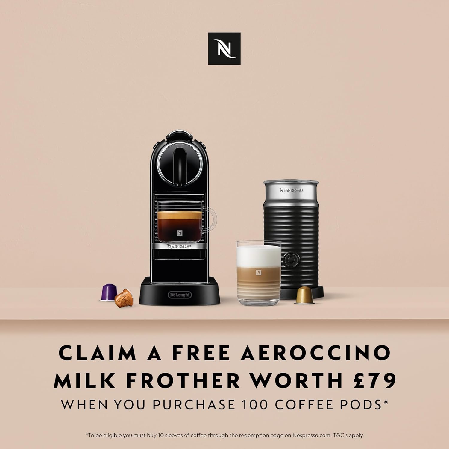 Nespresso Citiz Coffee Machine by De'Longhi for Original Coffee Pods, Italian Inspired Espresso, Quality Coffee, Starter Capsule Set Included, EN167.B, Black - Image 2