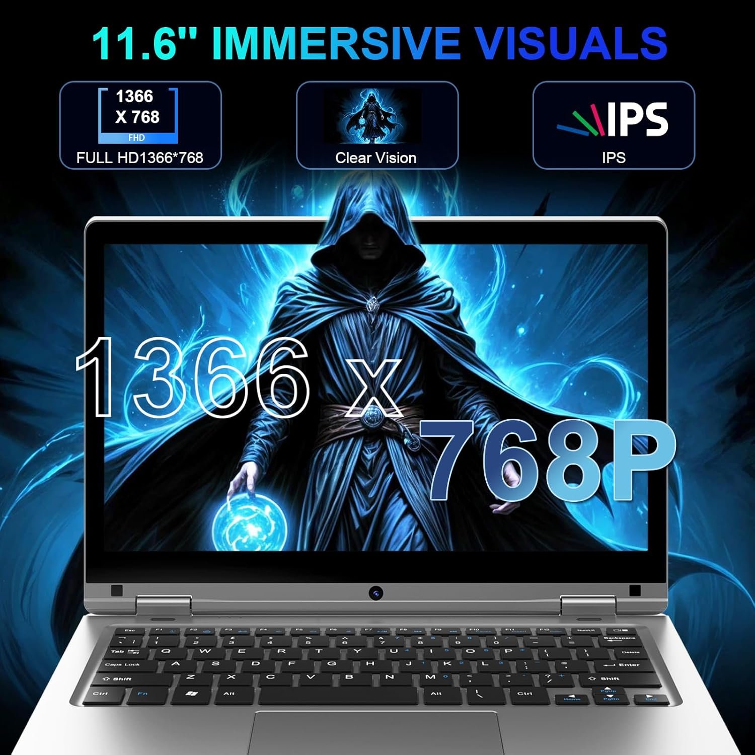 360° Foldable Touchscreen Laptop 11.6'' - Celeron N4020 6GB RAM 128GB SSD, Laptop Computer Dual Band 2.4G/5G WiFi Bluetooth HDMI, USB 3.0 * 2, 256GB SD Card Expandable Mini Laptop - Image 8