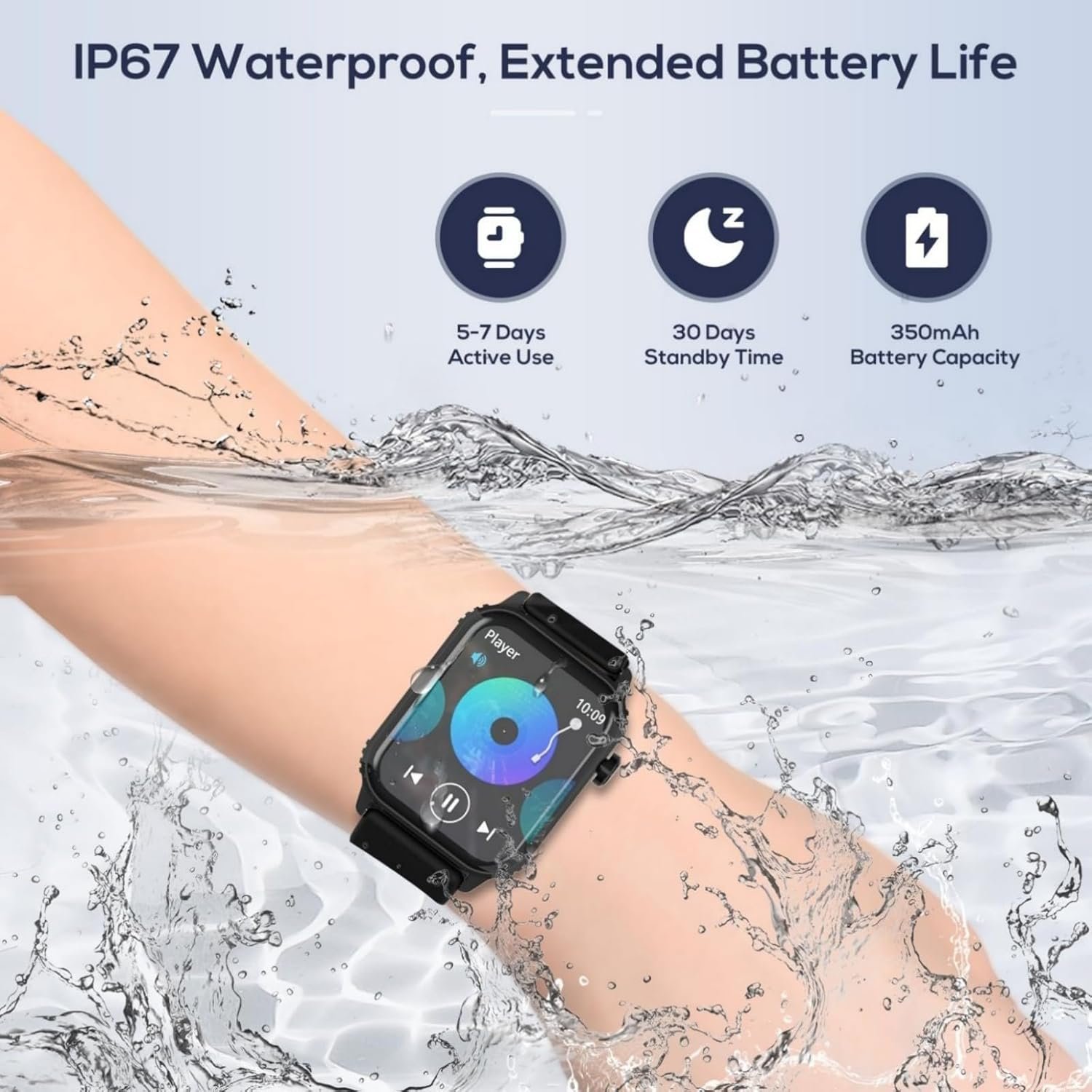 Smart Watches for Women Men, 1.83 inches HD Smartwatch with 120 Sports Modes, Heart Rate/Sleep Monitor, IP67 Waterproof, Bluetooth Call & Music Control for iPhone/Android (Glossy black) - Image 4