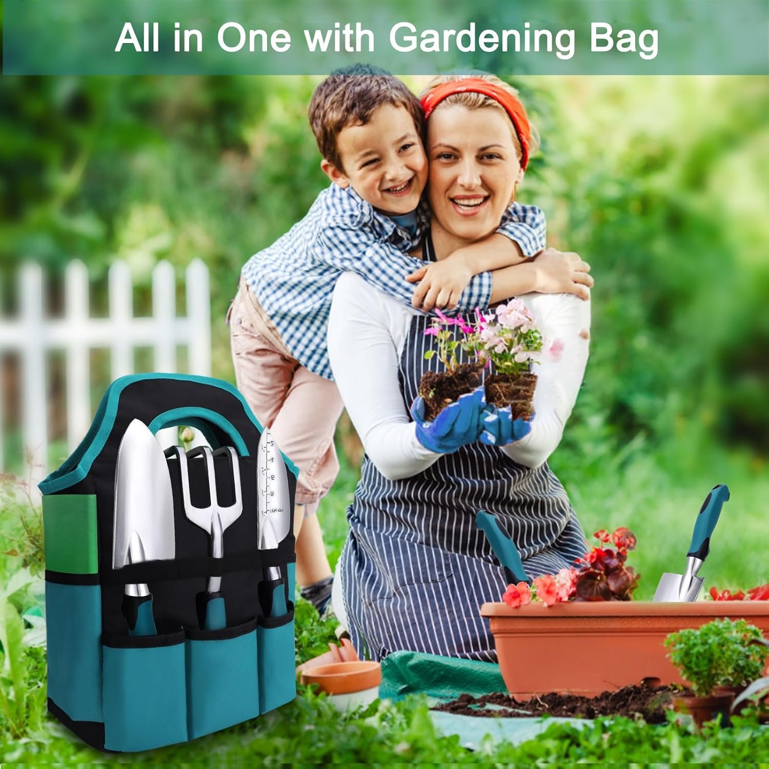 Kynup 7-Piece Gardening Set, Heavy Duty Garden Tools Set with Ergonomic Non-Slip Handles, Rust-Proof Garden Hand tools, Gardening Gifts for Women, Men, Gardener - Image 8