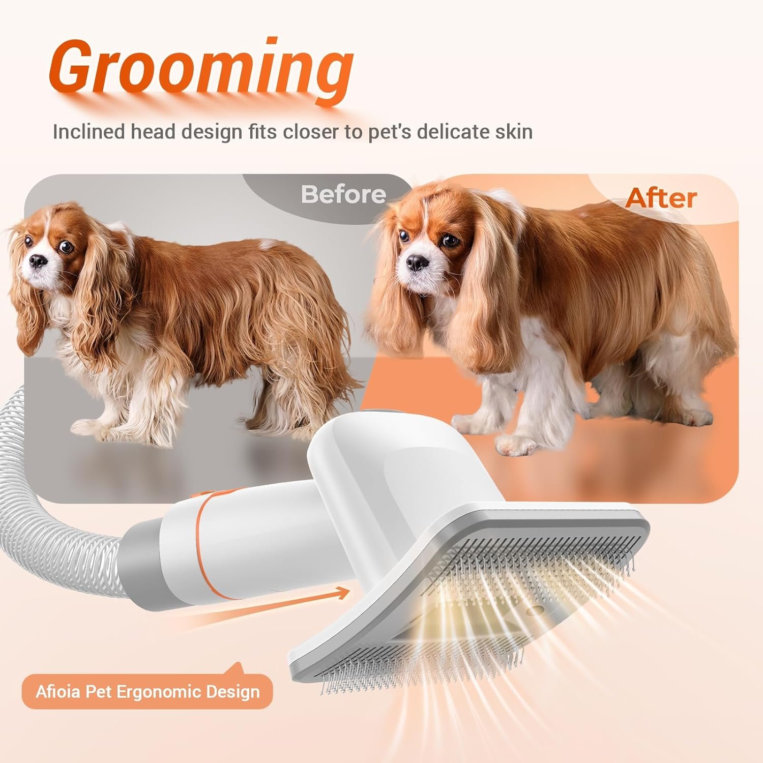 Afloia Dog Brush Vacuum Attachment - Pet Grooming Tool for Dogs & Cats (Vacuum Not Included), Compatible with 1-1.5" Round Port Vacuums (Dyson,Bissell,Eureka,Dirt Devil), with Extension Hose - Image 5