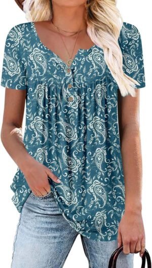 KISSMODA Ladies Pleated Tunic Tops ...