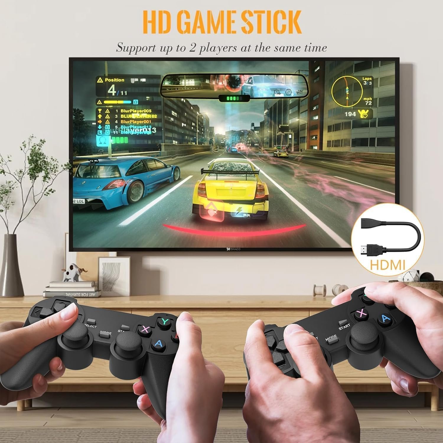 Retro Game Console,Wireless Retro Game Stick with 20,200+ Built-in Games, HDMI Output, Plug & Play, 2.4G Wireless Gamepads, Ideal for Family & Friends Entertainment - Image 3