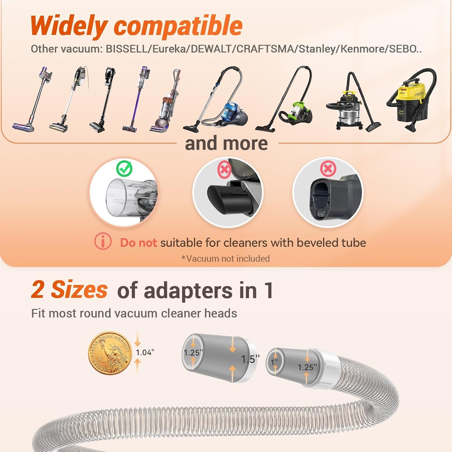 Afloia Dog Brush Vacuum Attachment - Pet Grooming Tool for Dogs & Cats (Vacuum Not Included), Compatible with 1-1.5" Round Port Vacuums (Dyson,Bissell,Eureka,Dirt Devil), with Extension Hose - Image 2