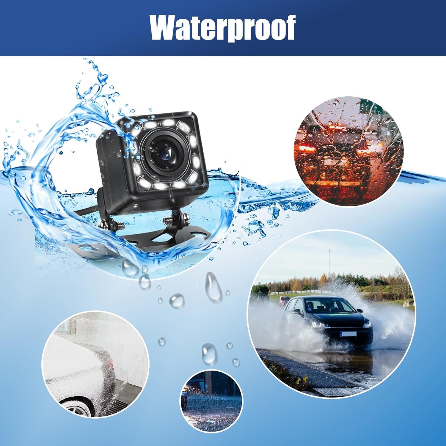 Car Backup Camera Reversing Camera with 12-LED Night Vision IP66 Waterproof Rear View Camera Wide Viewing Angle Lens Parking Camera for Cars Trucks Vans SUVs RVs Caravan - Image 4