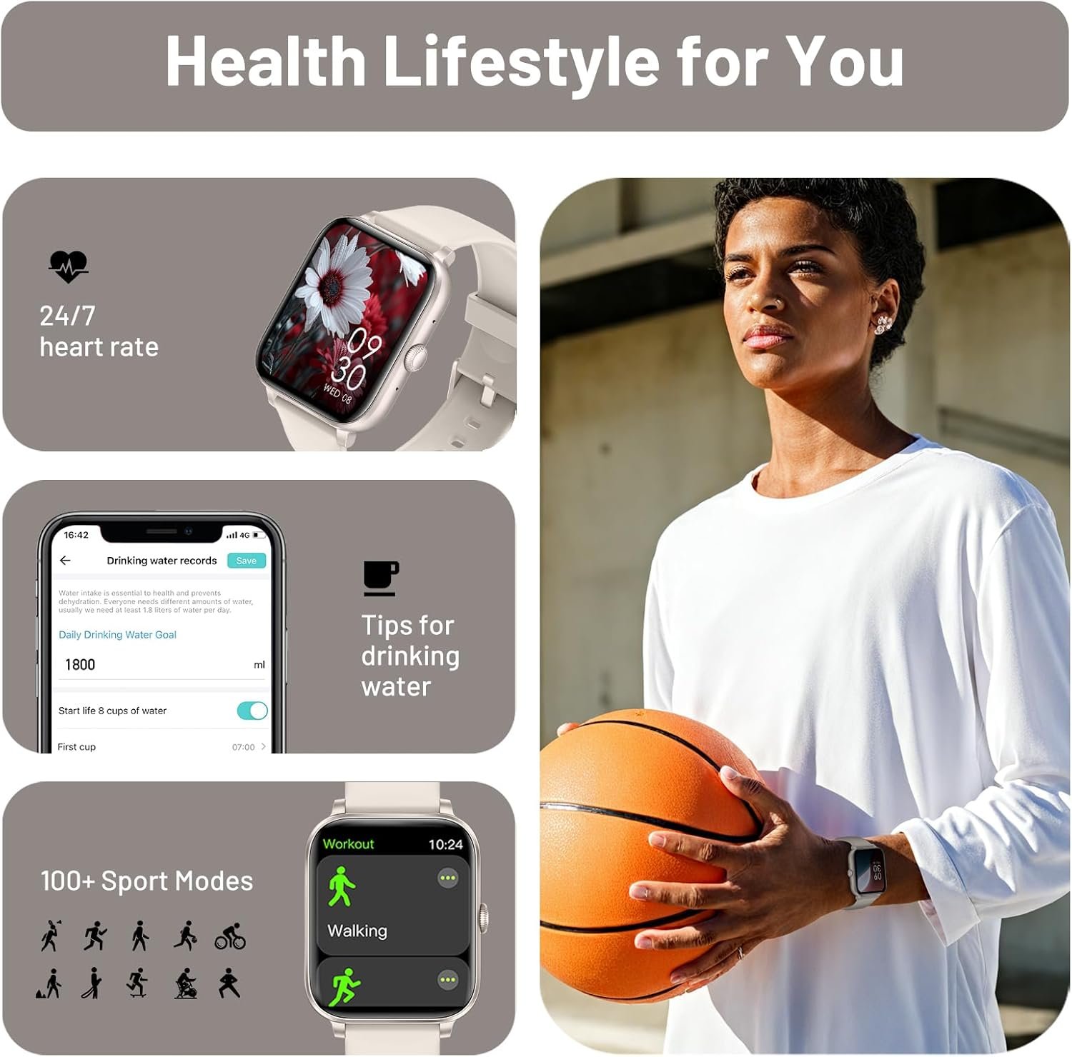 Smart Watch for Men Women Answer/Make Calls, 1.83" HD Touch Screen Fitness Watch with Heart Rate/Sleep Monitor, Step Counter, 123+ Sports Activity Trackers, IP67 Waterproof Smartwatch for Android iOS - Image 5