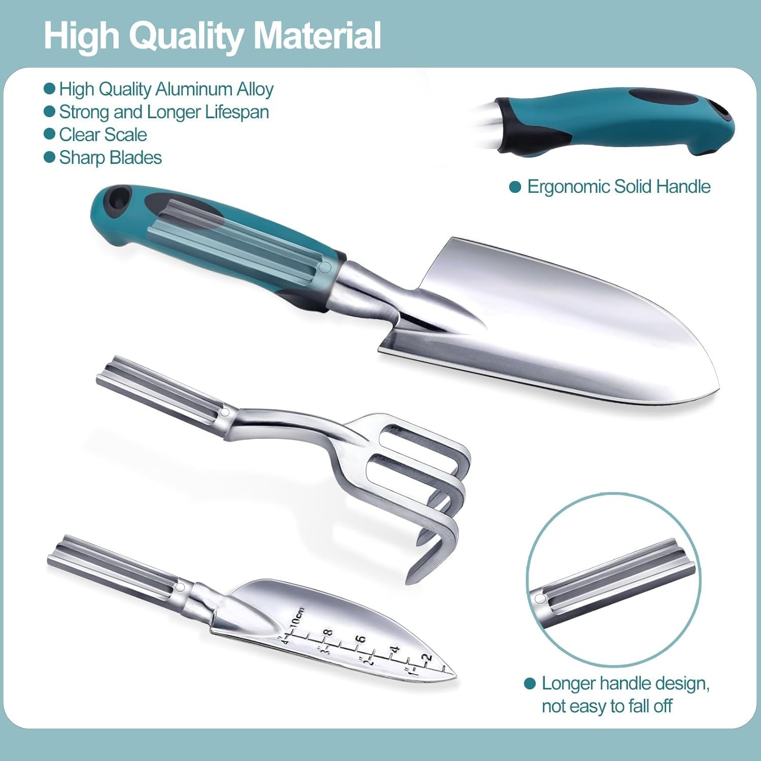 Kynup 7-Piece Gardening Set, Heavy Duty Garden Tools Set with Ergonomic Non-Slip Handles, Rust-Proof Garden Hand tools, Gardening Gifts for Women, Men, Gardener - Image 2