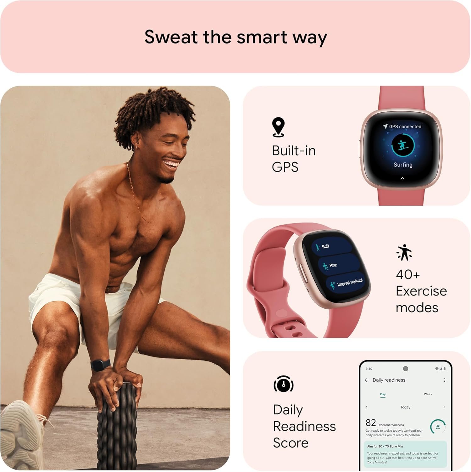 Google Fitbit Versa 4 Fitness Smartwatch with built-in GPS and up to 6 days battery life - compatible with iOS 15 or higher & Android OS 9.0 or higher - Image 3