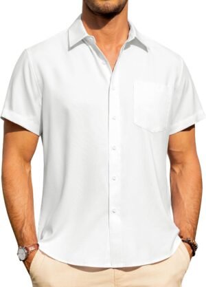 J.VER Mens Linen Shirts Short Sleev...