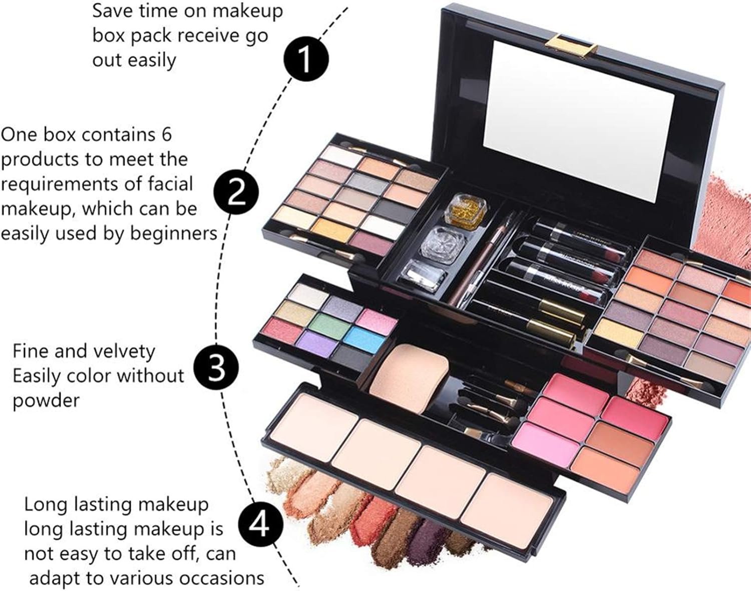 FantasyDay All-in-one Makeup Gift Sets | Xmas Makeup Kit for Women Girls Essential Cosmetic Bundle Travel Make-up Include Eyeshadow Lipstick Blush Concealer Eyeliner Lipgloss Mascara Eyebrow Pencil - Image 6