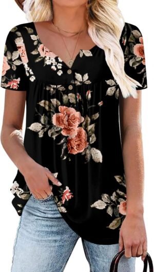 KISSMODA Ladies Pleated Tunic Tops ...