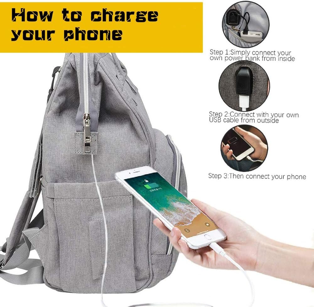Baby Diaper Bag Backpack, Multi-Function Waterproof Maternity Nappy Bags with USB Port for Mom & Dad, Large Capacity (Grey) - Image 2