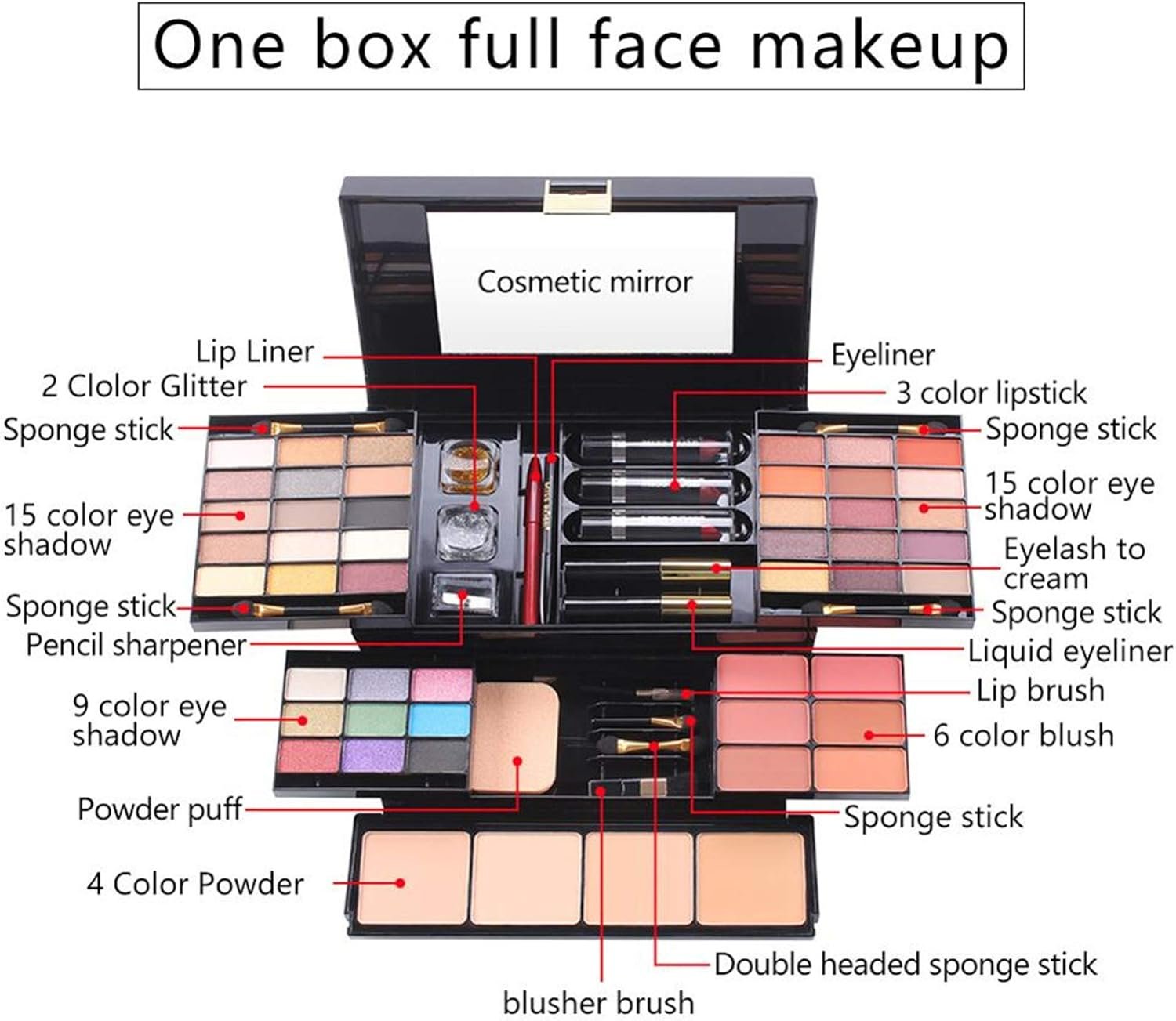 FantasyDay All-in-one Makeup Gift Sets | Xmas Makeup Kit for Women Girls Essential Cosmetic Bundle Travel Make-up Include Eyeshadow Lipstick Blush Concealer Eyeliner Lipgloss Mascara Eyebrow Pencil - Image 5