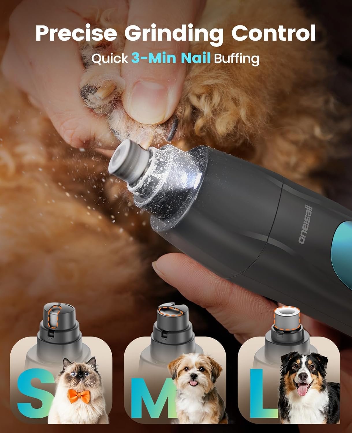 oneisall Dog Clippers & Paw Trimmer 4 in 1 Grooming Kit, Dog Grooming Clippers with LED Light for Full-Body Grooming, Cordless Silent Pet Shaver for Dogs Cats - Image 6