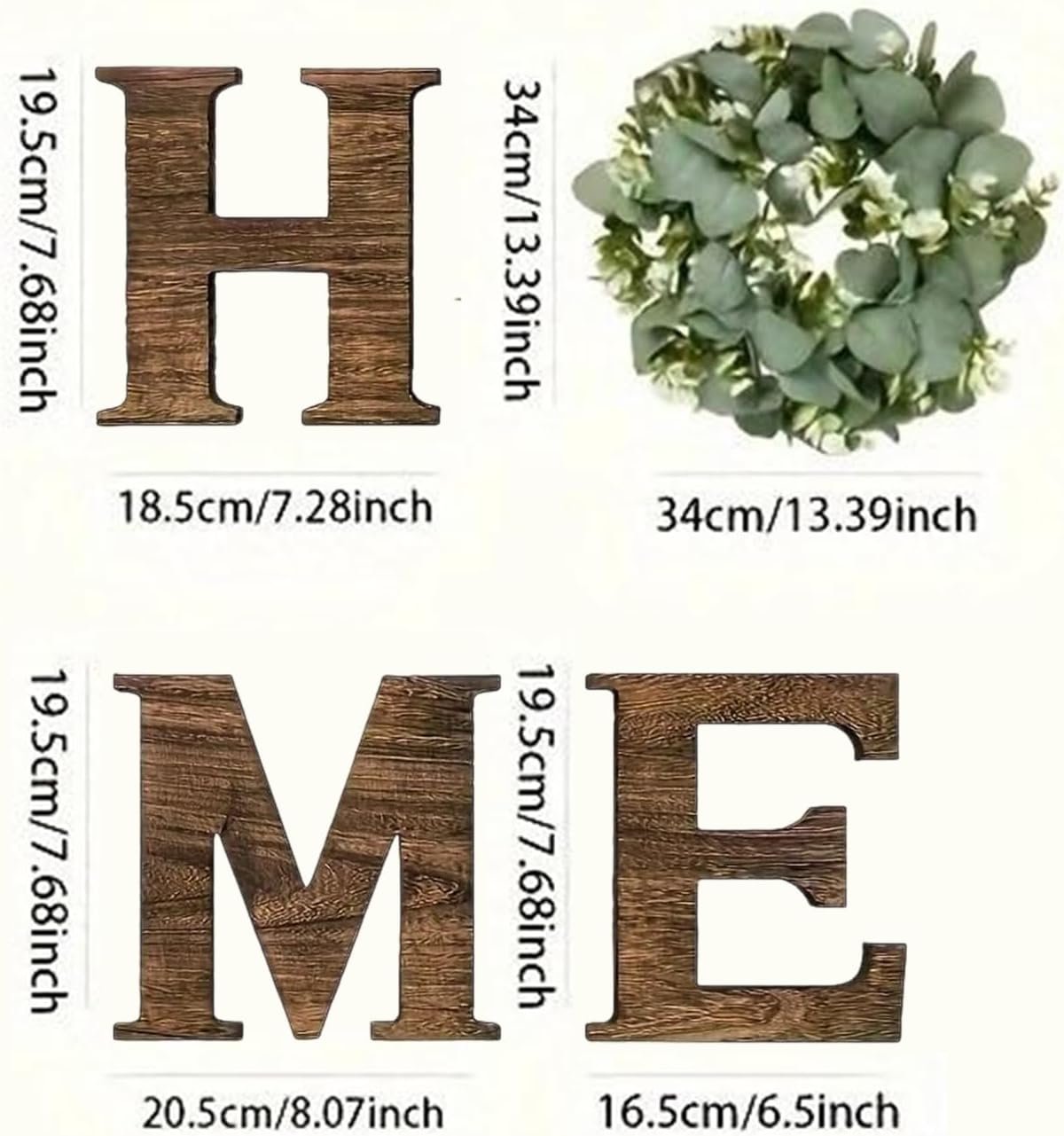 Home Sign Wall Decor, Farmhouse Wooden Letters For Wall, Rustic Wooden Home Sign With Wreath, Large Walls Hanging Decor, For Living Room, House, Entry Way, Kitchen - Image 6