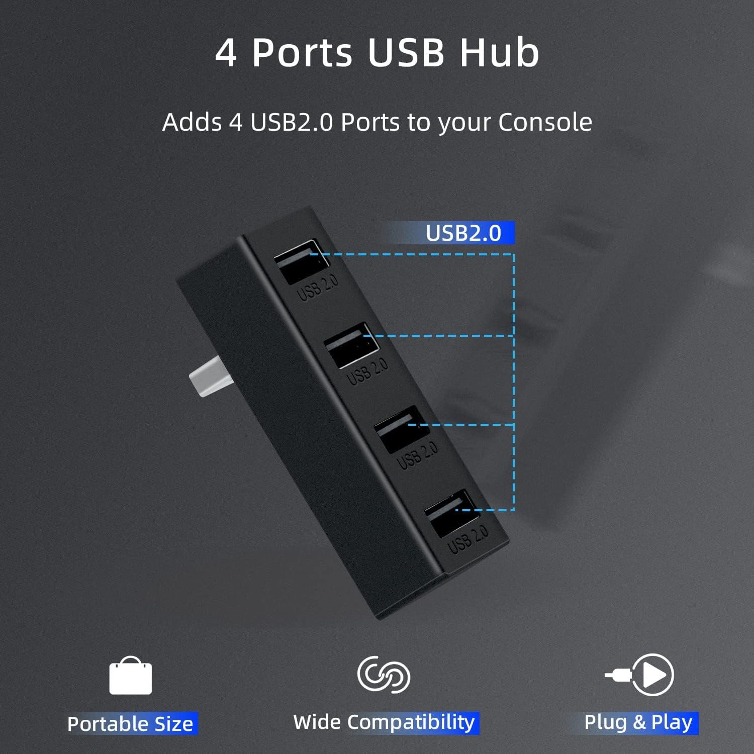 Xbox Series X/S USB Hub 2.0,Mcbazel 4 Ports Multiport USB Extender High Speed USB Hub Portable Splitter Expansion Adapter Compatible with Xbox Series X/S Console - Black - Image 2