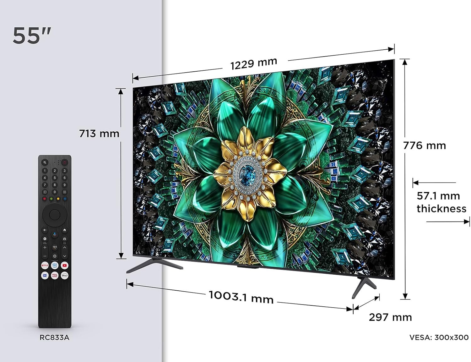 TCL 55Q6C-UK QD-Mini LED TV, 4K HDR Premium 1000nits, Smart TV Powered by Google TV (Dolby Vision IQ & Atmos, Onkyo 2.1 Sound System, 144Hz Motion Clarity Pro, 2025 Model) - Image 2