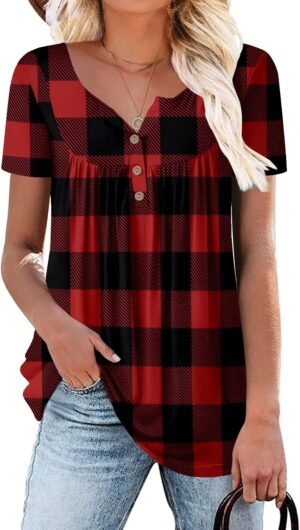 KISSMODA Ladies Pleated Tunic Tops ...