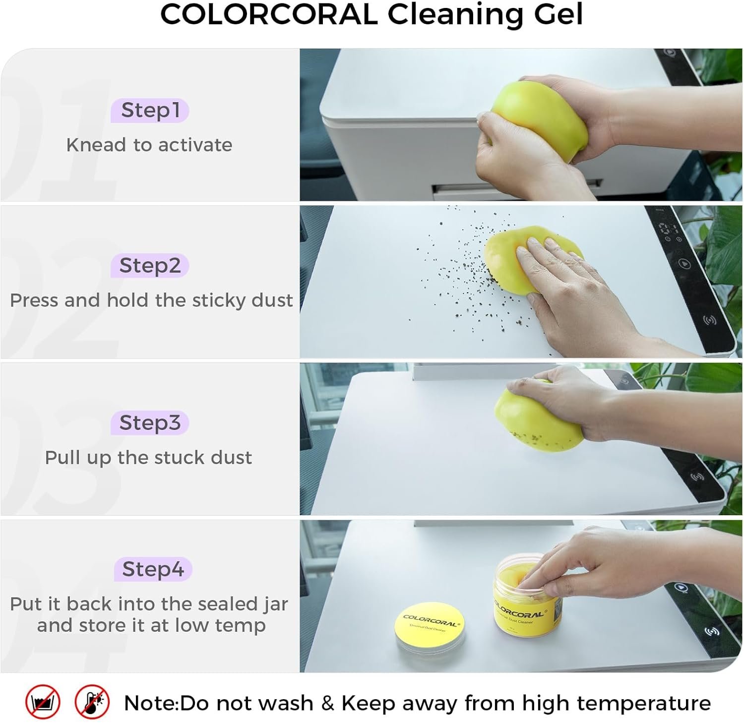 COLORCORAL Keyboard Cleaner Universal Dust Cleaning Gel for Keyboard Reusable PC Laptop and Computer Vacuums Cleaners Accessories Dust Removal Gel Home Office Electronic Kit Computer Putty - Image 5