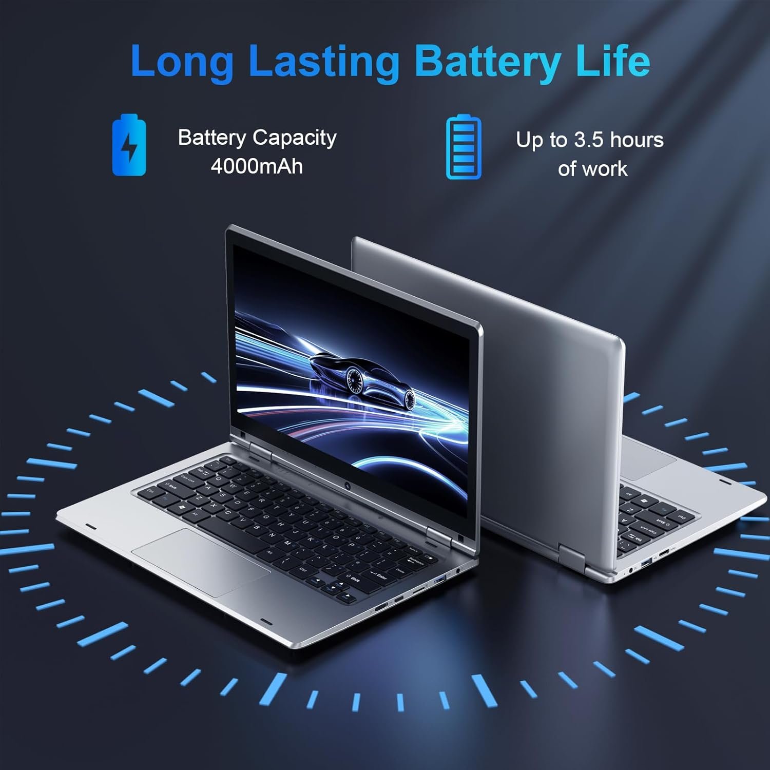 360° Foldable Touchscreen Laptop 11.6'' - Celeron N4020 6GB RAM 128GB SSD, Laptop Computer Dual Band 2.4G/5G WiFi Bluetooth HDMI, USB 3.0 * 2, 256GB SD Card Expandable Mini Laptop - Image 6